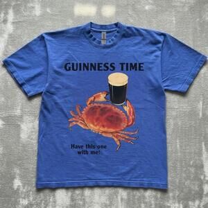Guinness Time Crab Tee Blue Cotton Streetwear Tee 3